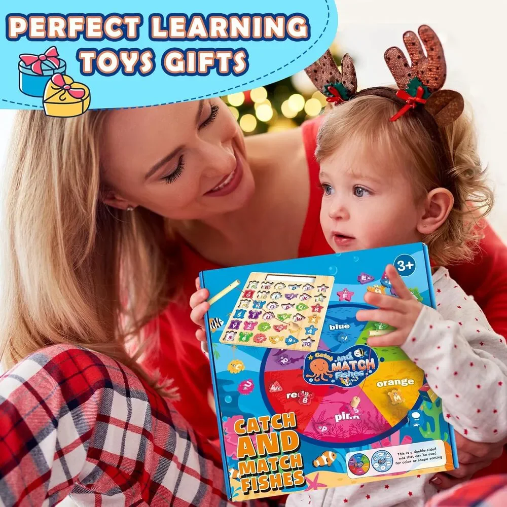 Wooden Magnetic Fishing Game – ABC & Numbers Learning Toy for Kids 3+